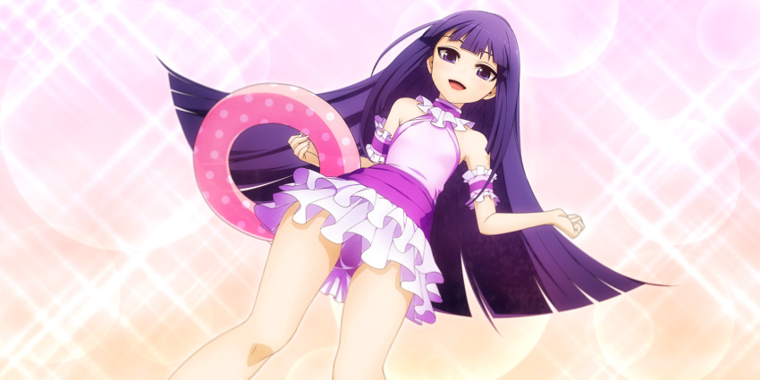 1girl, :d, amanohokosaka_mei, frills, happy, highres, higuchi_konomi, innertube
