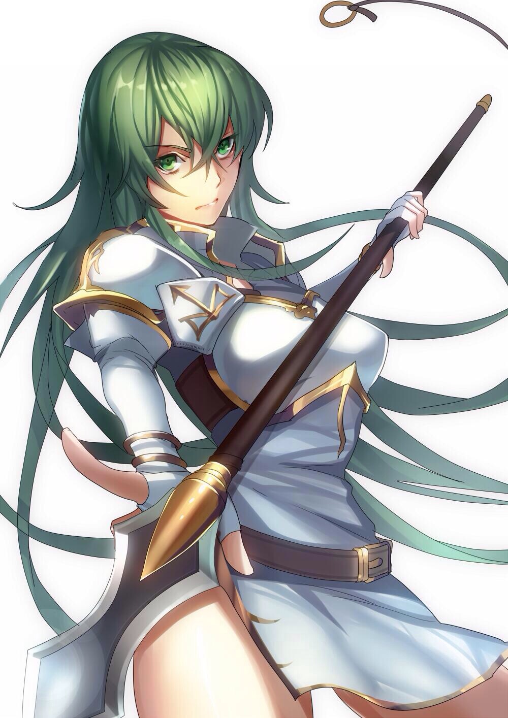 1girl, fingerless_gloves, fire_emblem, fire_emblem:_seisen_no_keifu, fury_(fire_emblem), gloves, green_eyes, green_hair