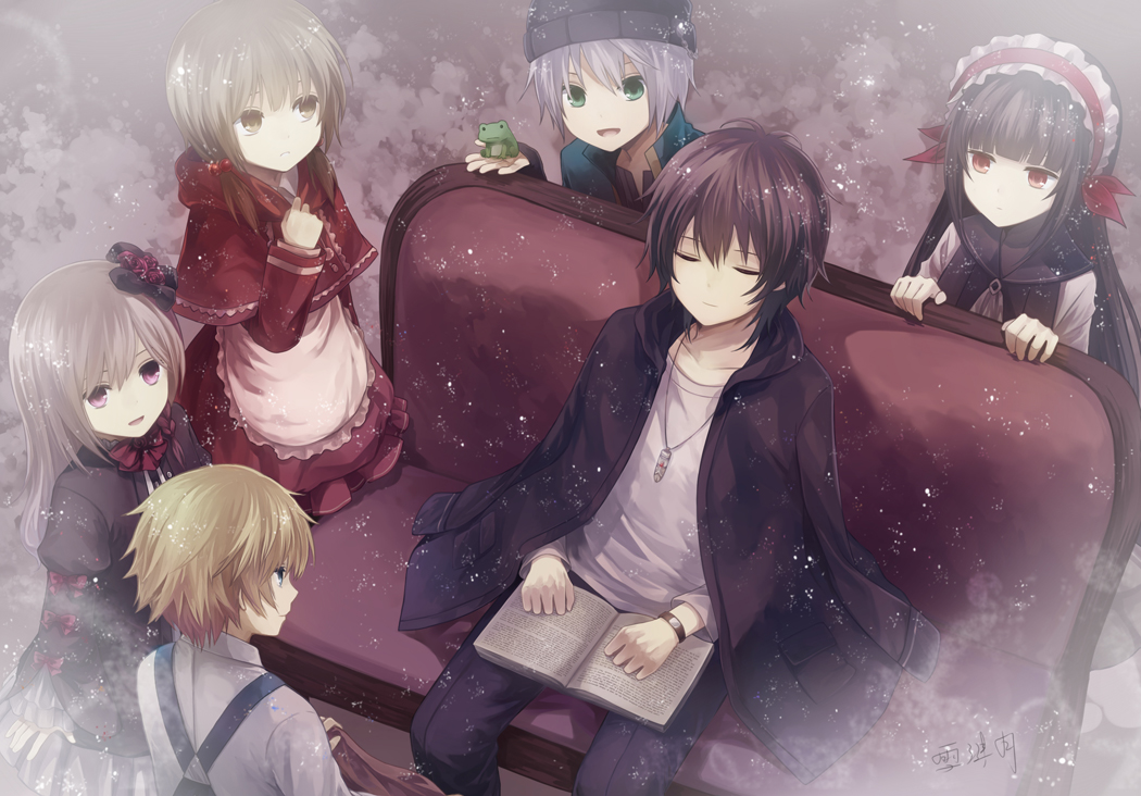 3boys, 3girls, alice_mare, allen_llewellyn, angel31424, apron, black_hair, blonde_hair