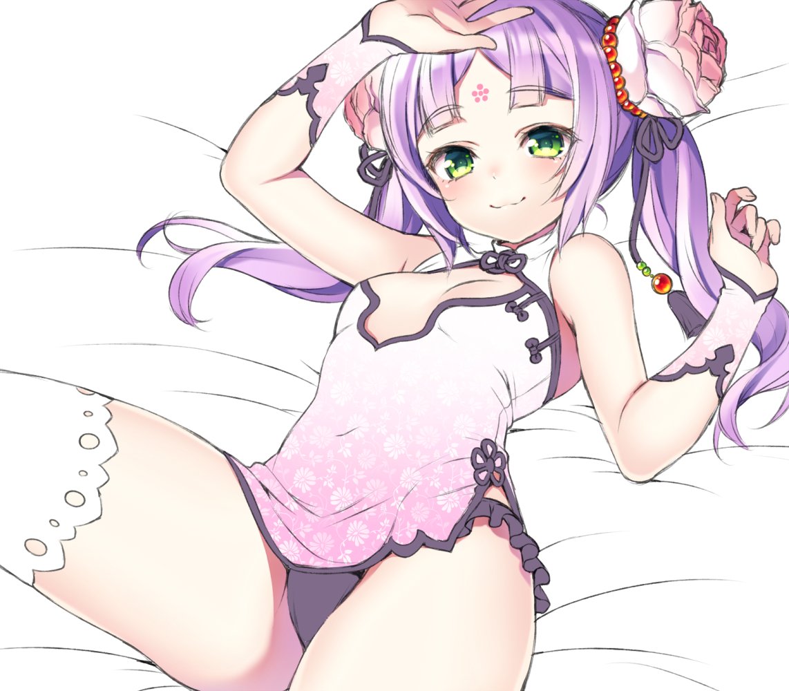 1girl, arms_up, black_panties, china_dress, chinese_clothes, cleavage_cutout, dress, flat_chest