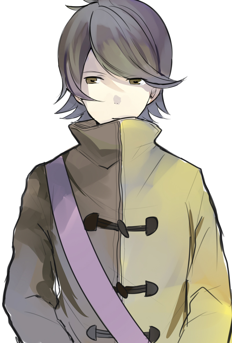 1boy, brown_eyes, brown_hair, gamon_yuuta, looking_at_viewer, male_focus, nuno_(macao), occultic;nine