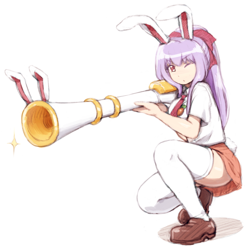 1girl, alternate_hairstyle, animal_ears, commentary_request, dress_shirt, gun, long_hair, lunatic_gun