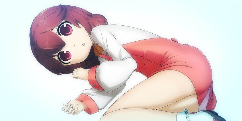 1girl, bangs, bow, brown_eyes, brown_hair, child, frilled_legwear, highres, higuchi_konomi, little_sister_(xblaze), lying, on_side, pink, socks, xblaze, xblaze_lost:_memories