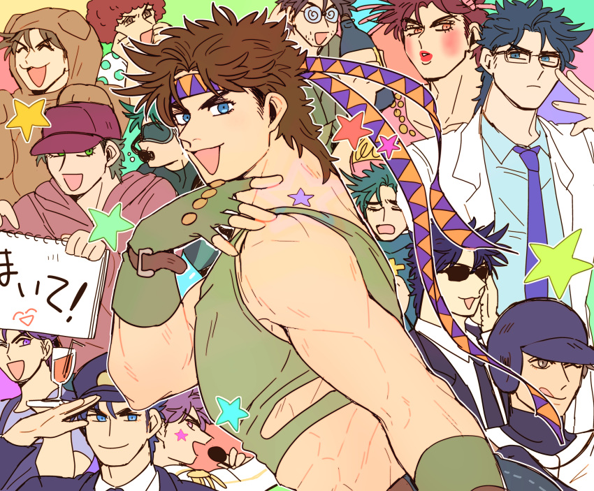 birthmark, blue_eyes, brown_hair, headband, highres, joestar_birthmark, jojo_no_kimyou_na_bouken, joseph_joestar_(young)