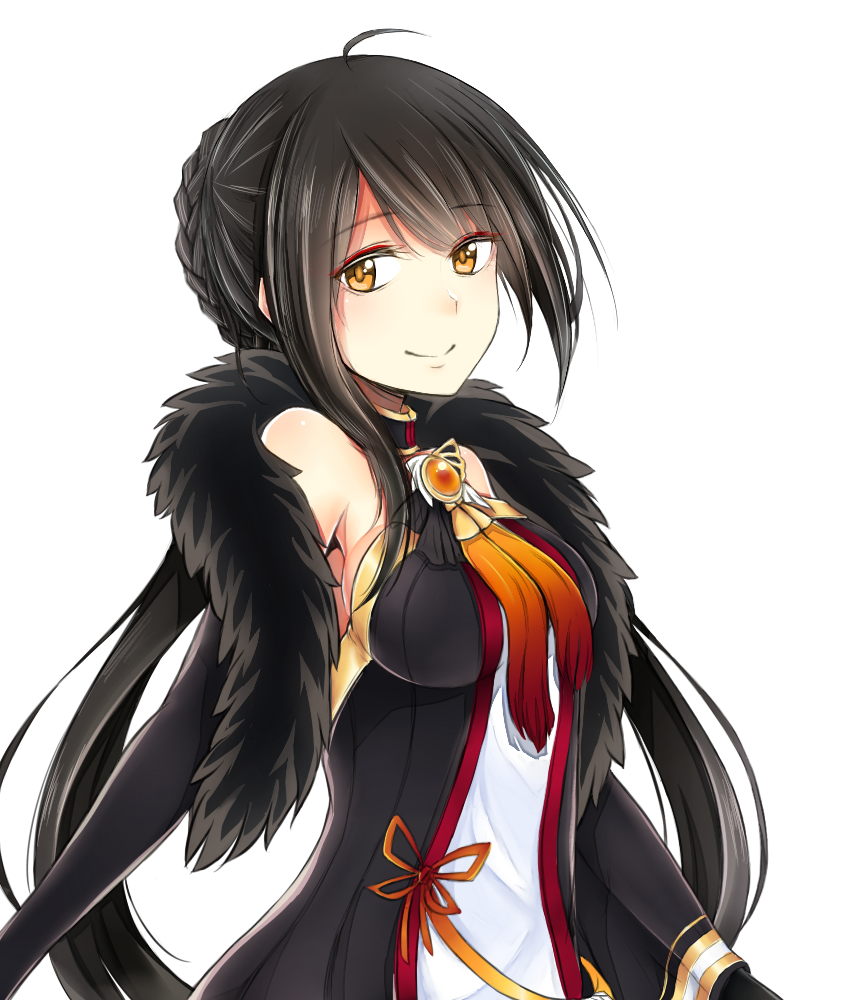 1girl, ahoge, armpit_peek, asymmetrical_hair, asymmetrical_sleeves, black_dress, black_gloves, black_hair