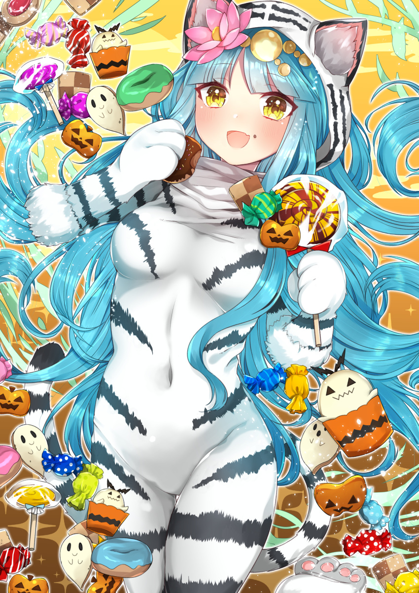 1girl, absurdres, akiran'nu, animal_costume, animal_ears, aqua_hair, bite_mark, blush