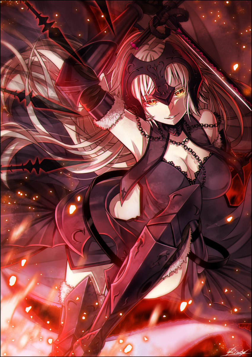 1girl, black_gloves, black_legwear, breasts, cleavage, elbow_gloves, fate/grand_order, fate_(series)