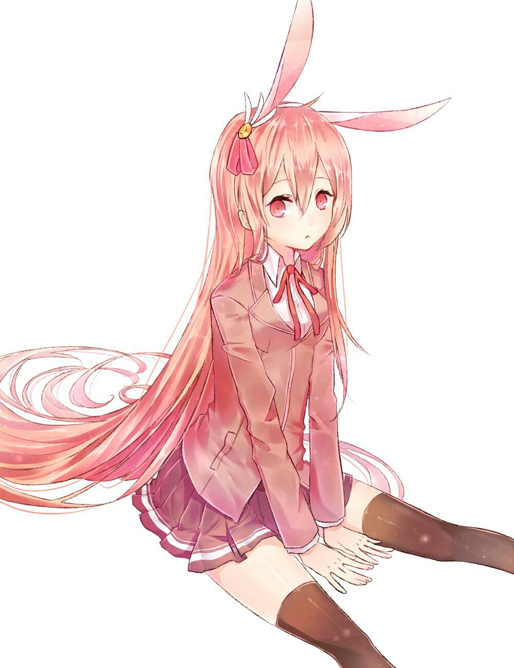 1girl, :o, animal_ears, bangs, between_legs, blazer, breasts, collared_shirt