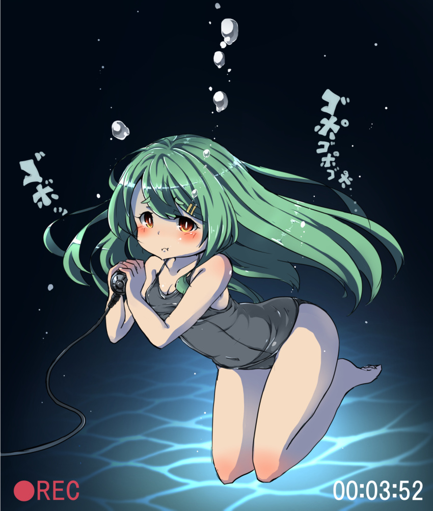1girl, air_bubble, barefoot, blush, breath, bubble, chidori_(wakakusachidori), freediving
