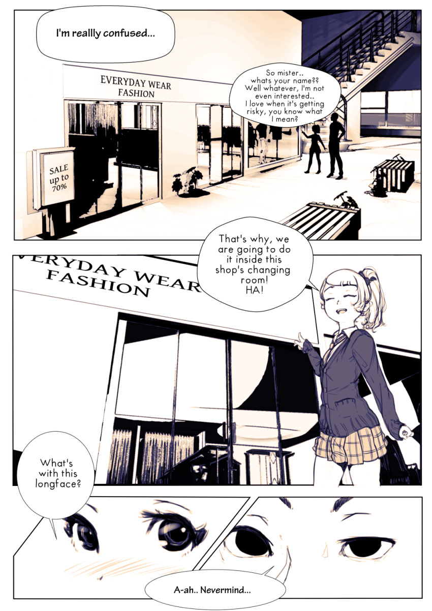 1boy, 1girl, blush, close-up, closed_eyes, comic, diathorn, english