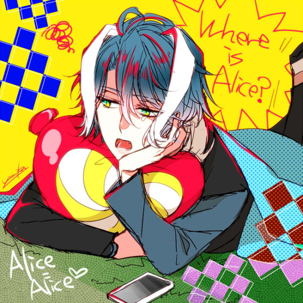 alice=alice, blue_hair, brown_eyes, kuro_usagi_(alice=alice), yamika