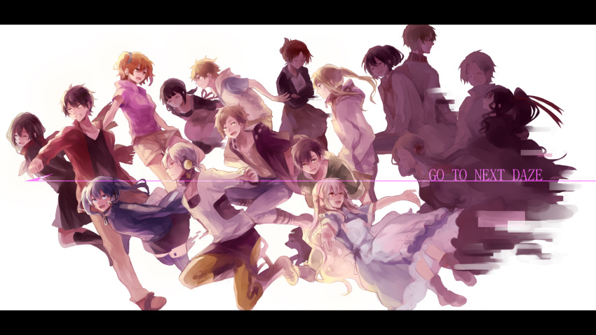 amamiya_hibiya, asahina_hiyori, azami_(kagerou_project), black_hair, blonde_hair, blue_eyes, blue_hair, brother_and_sister