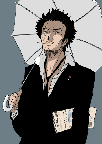 formal, lowres, male, muraji, necktie, newspaper, scar, smoking