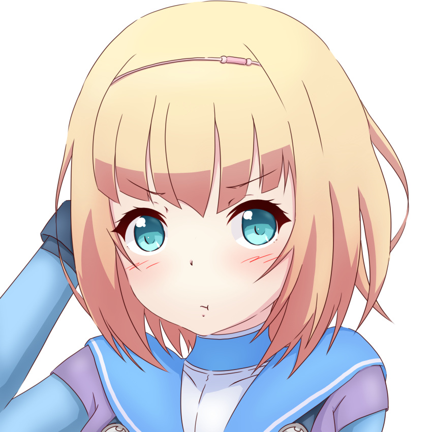 1girl, absurdres, blonde_hair, blue_eyes, blush, eyebrows, eyebrows_visible_through_hair, hairband