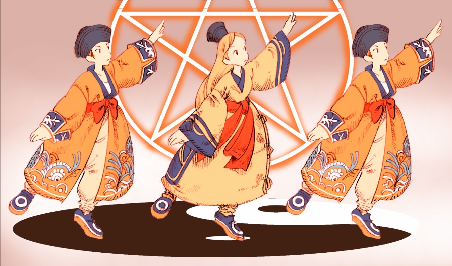 bow, dancing, douman_seiman, final_fantasy, final_fantasy_tactics, gouketsuji_ichizoku, hat, long_hair