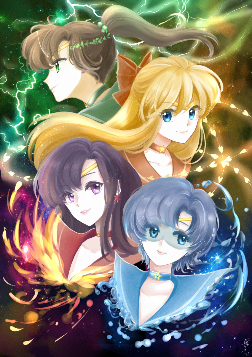 4girls, absurdres, aino_minako, bishoujo_senshi_sailor_moon, blonde_hair, blue_eyes, brown_hair, choker