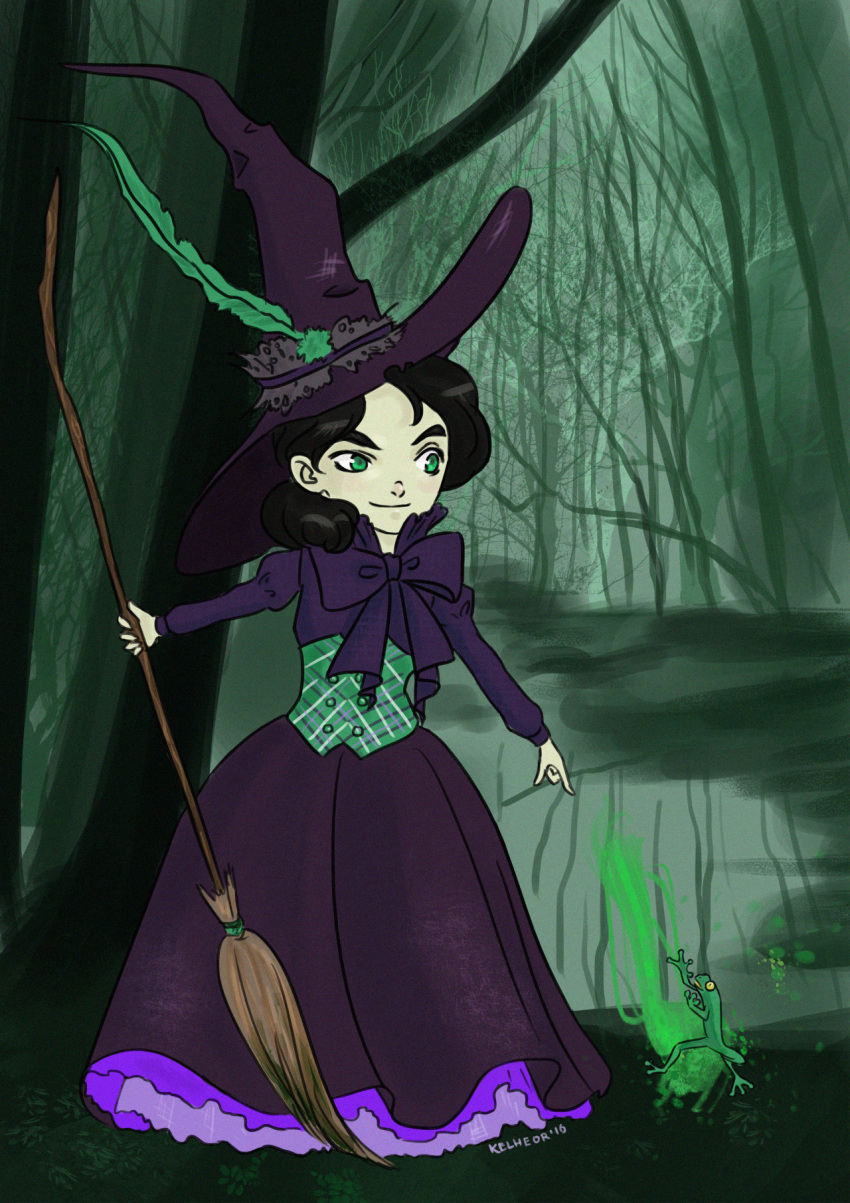 1girl, black_hair, dress, hat, highres, kelheor, long_dress, long_hair