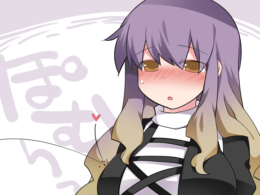 1girl, blush, breasts, brown_eyes, brown_hair, commentary_request, gradient_hair, hammer_(sunset_beach)