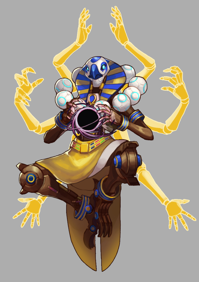1boy, alternate_costume, drogod, egyptian_clothes, extra_arms, floating, looking_at_viewer, mask