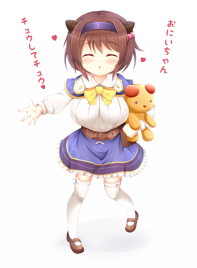1girl, bangs, belt, blue_skirt, blush, brown_eyes, brown_hair, capelet