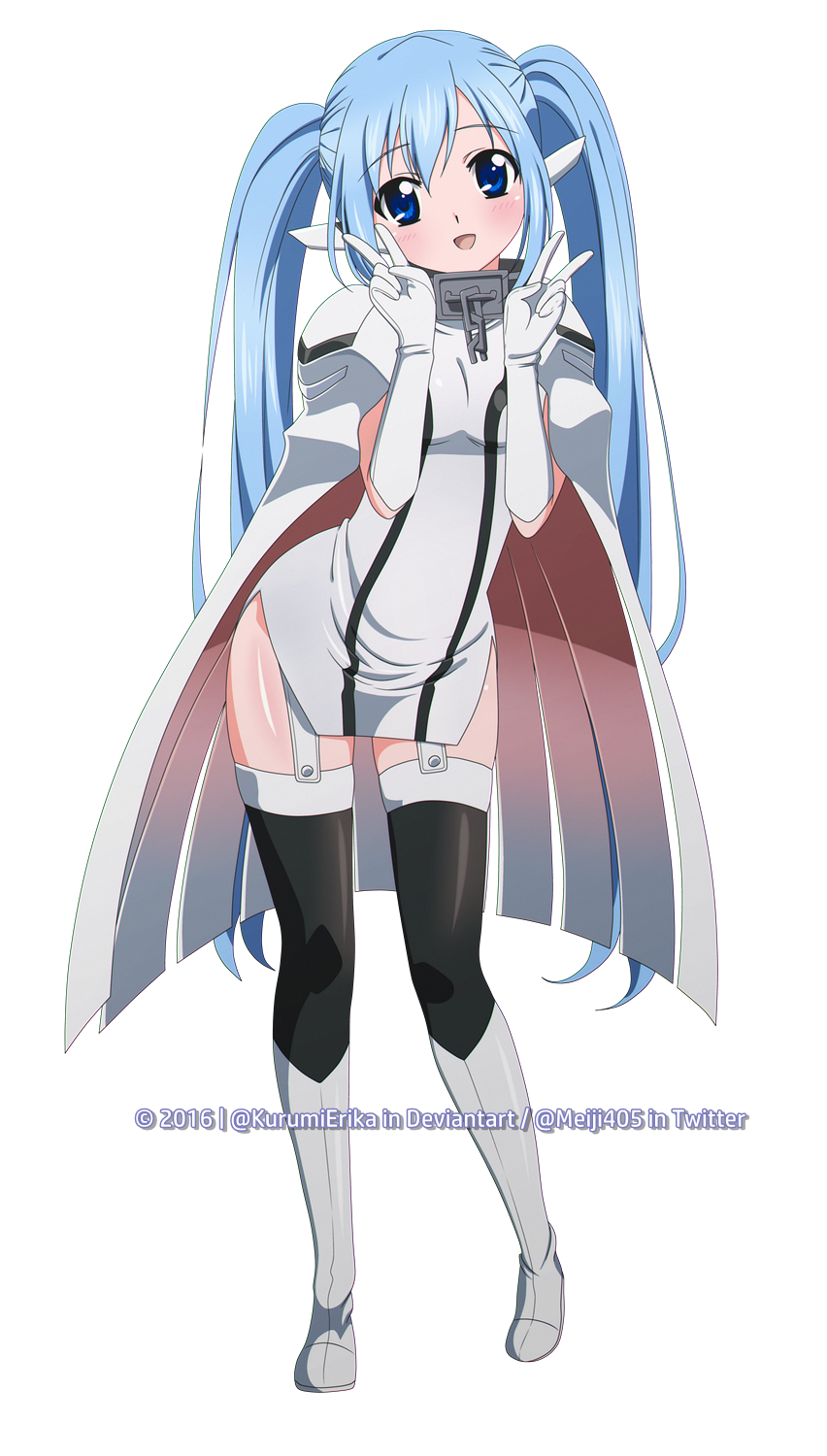 1girl, artist_name, blue_eyes, blue_hair, broken, broken_chain, cape, chain