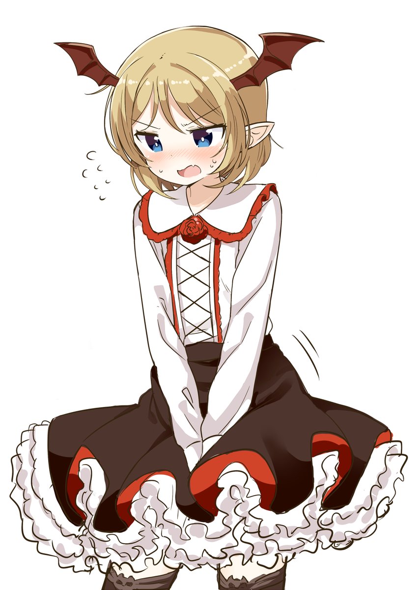 1boy, blonde_hair, blue_eyes, blush, crossdressinging, granblue_fantasy, head_wings, highres