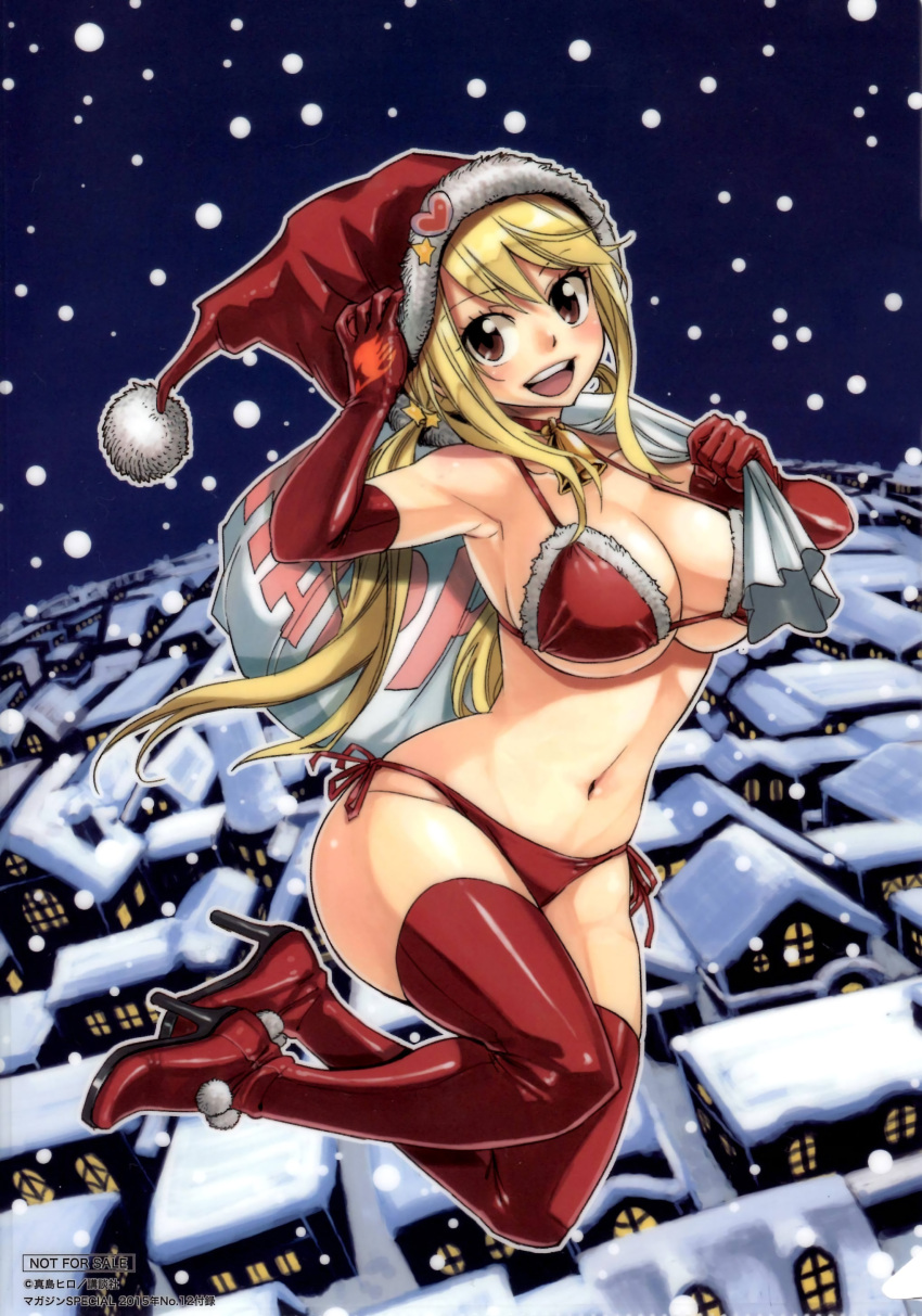 1girl, absurdres, armpits, bikini, blonde_hair, blush, boots, breasts