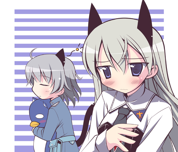animal_ears, blue_eyes, blush, cat_ears, cat_tail, cosplay, costume_switch, eila_ilmatar_juutilainen