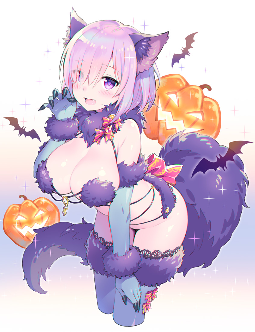 1girl, :d, alternate_legwear, animal_ear_fluff, animal_ears, bare_shoulders, bat, blue_gloves