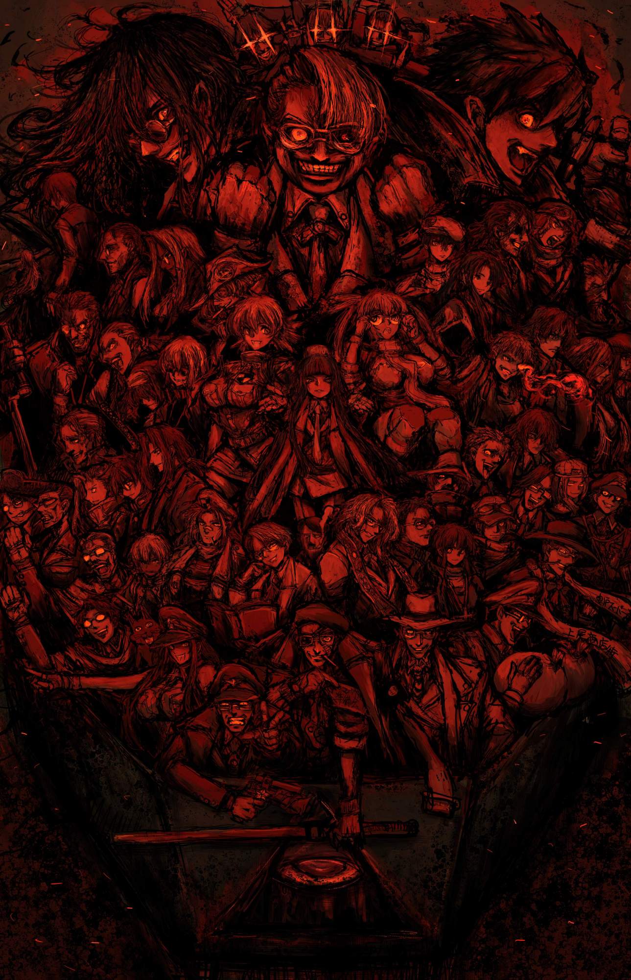 abe_no_seimei_(drifters), adolf_hitler, alexander_anderson, alucard_(hellsing), anastasia_nikolaevna_romanova, animal_ears, beard, butch_cassidy