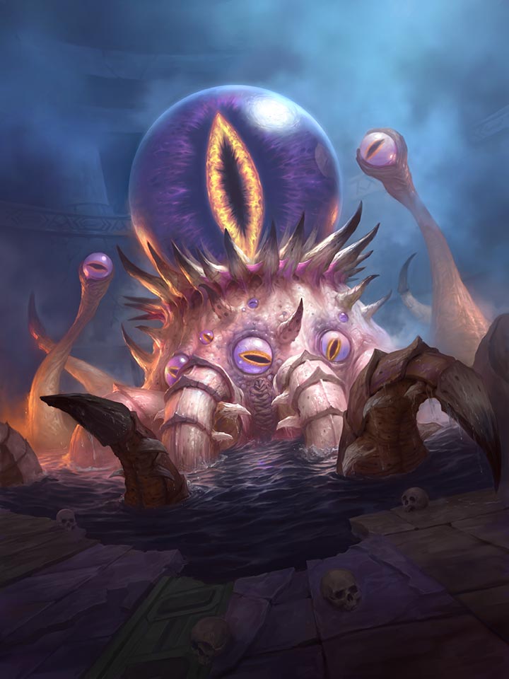 c'thun, claws, eldritch_abomination, fog, hearthstone, james_ryman, official_art, partially_submerged