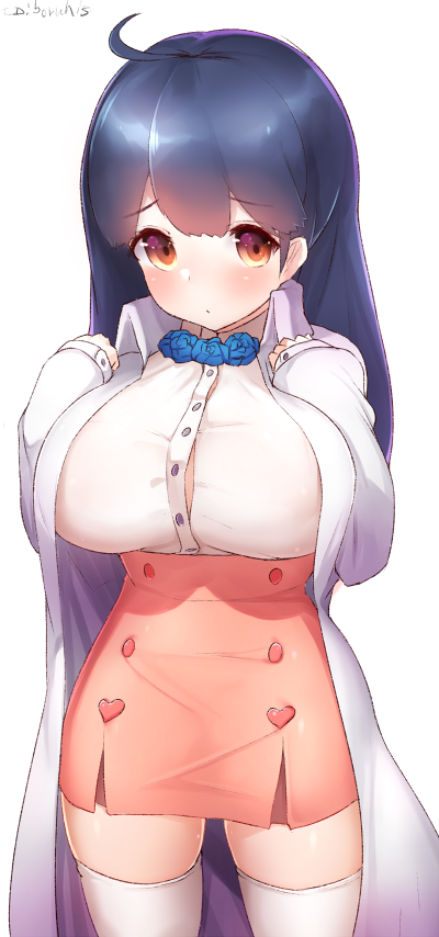 1girl, ahoge, bangs, black_hair, blue_flower, blue_rose, blush, boruhis