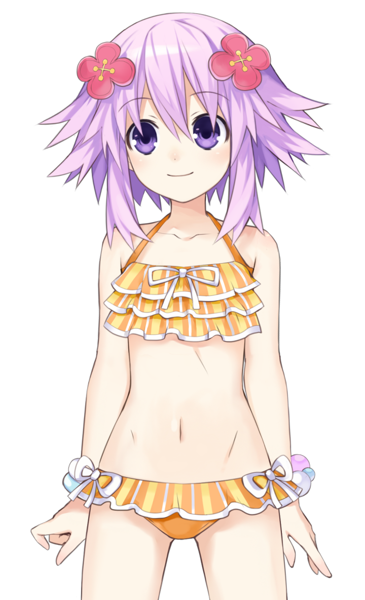 1girl, bare_shoulders, bikini, bow, bowtie, bracelet, choujigen_game_neptune, flower