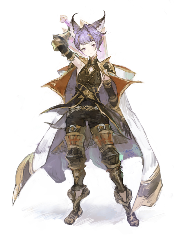 arm_up, bare_shoulders, cloak, erun_(granblue_fantasy), granblue_fantasy, long_hair, male_focus, mikebosi
