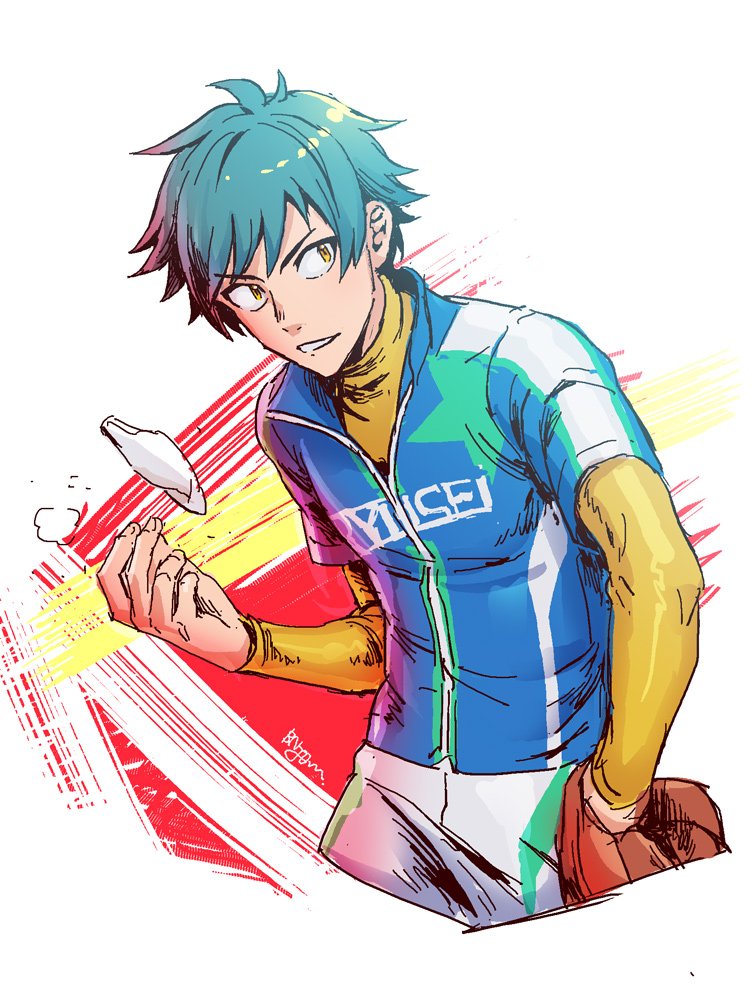 1boy, baseball_mitt, baseball_uniform, blue_hair, bnjgm., idolmaster, idolmaster_side-m, igari_leo