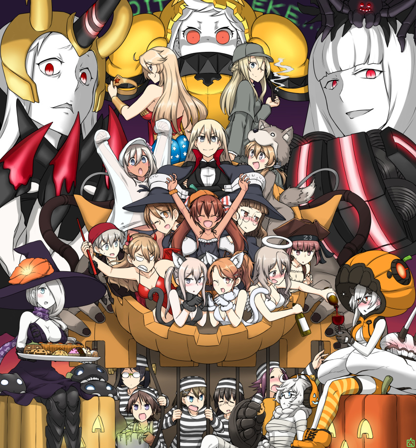 >:), +_+, 6+girls, :d, ;d, ^_^, absurdres, alternate_costume