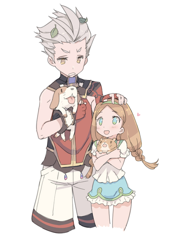 1boy, 1girl, alvin_granford, blade_(galaxist), blonde_hair, blue_eyes, blush, braid