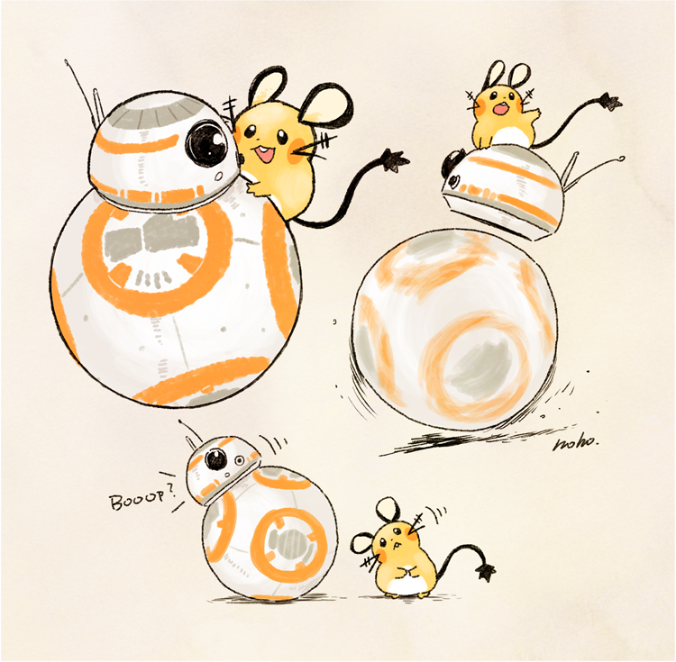 bb-8, crossover, dedenne, matsuri6373, no_humans, pokemon, pokemon_(game), pokemon_xy