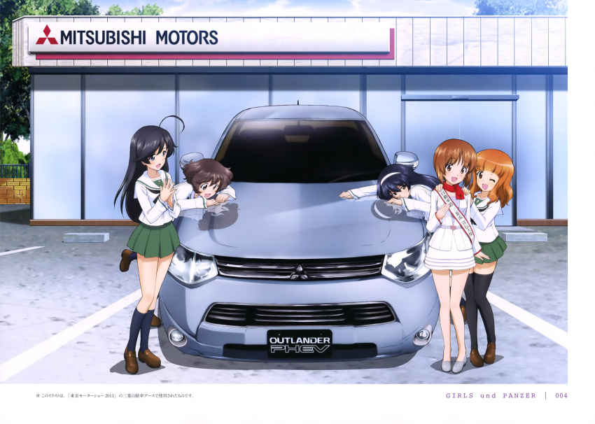 5girls, absurdres, ad, ahoge, akiyama_yukari, alternate_costume, anglerfish, bangs
