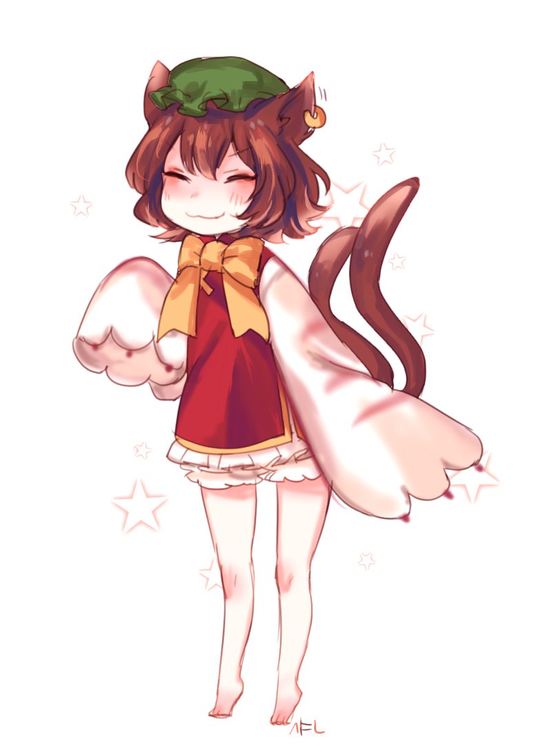 1girl, :3, animal_ears, bow, bowtie, brown_hair, cat_ears, cat_tail