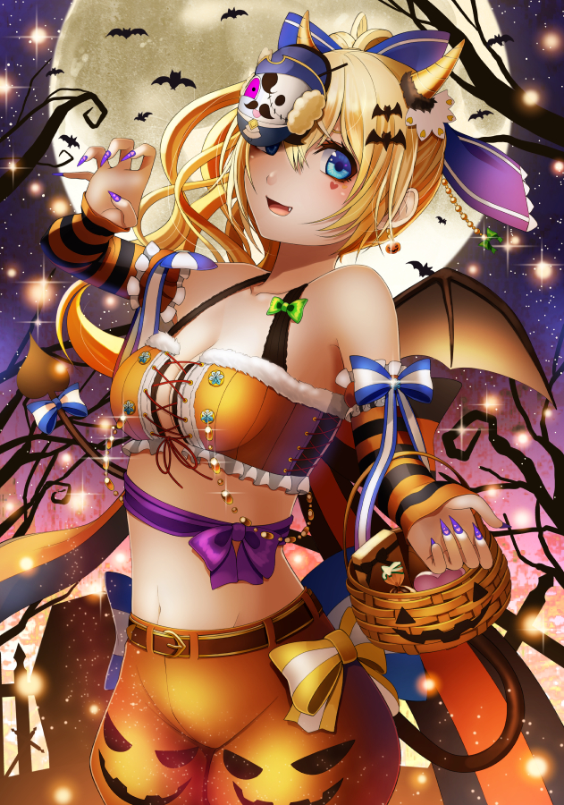 1girl, blonde_hair, blue_eyes, bow, breasts, cleavage, collarbone, detached_sleeves