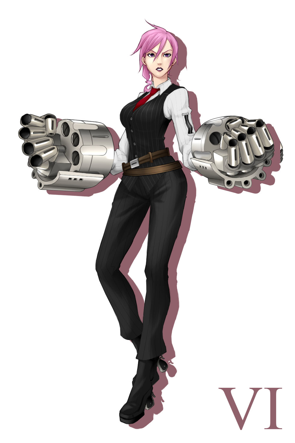 1girl, boots, breasts, concealed_weapon, derringer, dress_shirt, gun, handgun
