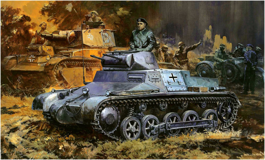 box_art, eyepatch, german, ground_vehicle, helmet, highres, military, military_uniform
