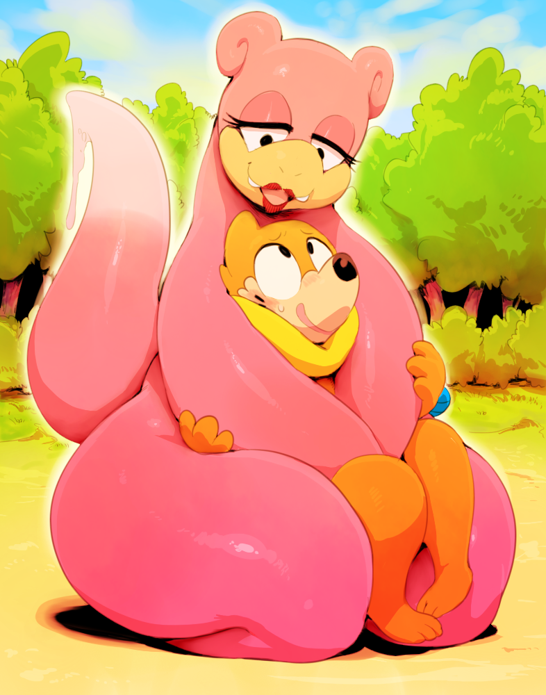 buizel, bush, eyelashes, furry, grass, hug, hug_from_behind, lipstick