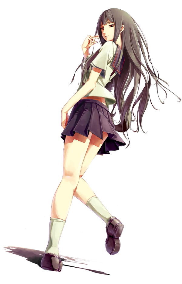 itoshiki_rin, long_hair, looking_back, sawasawa, sayonara_zetsubou_sensei, school_uniform, serafuku