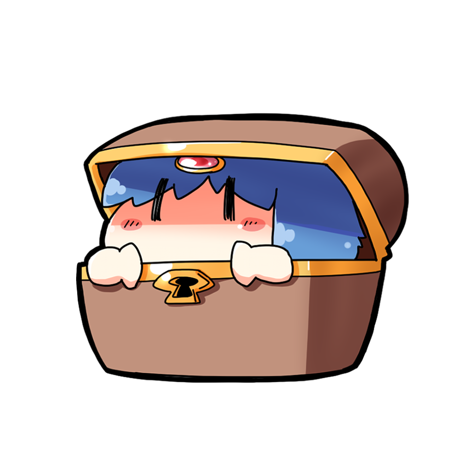 1girl, blue_hair, blush_stickers, box, chibi, cypria_(sennen_sensou_aigis), deformed, in_box