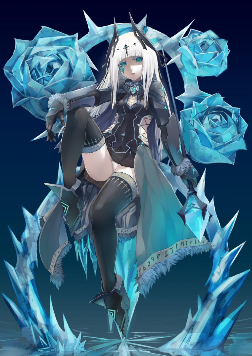 1girl, bangs, black_gloves, black_legwear, blue_eyes, blunt_bangs, borrowed_character, breasts