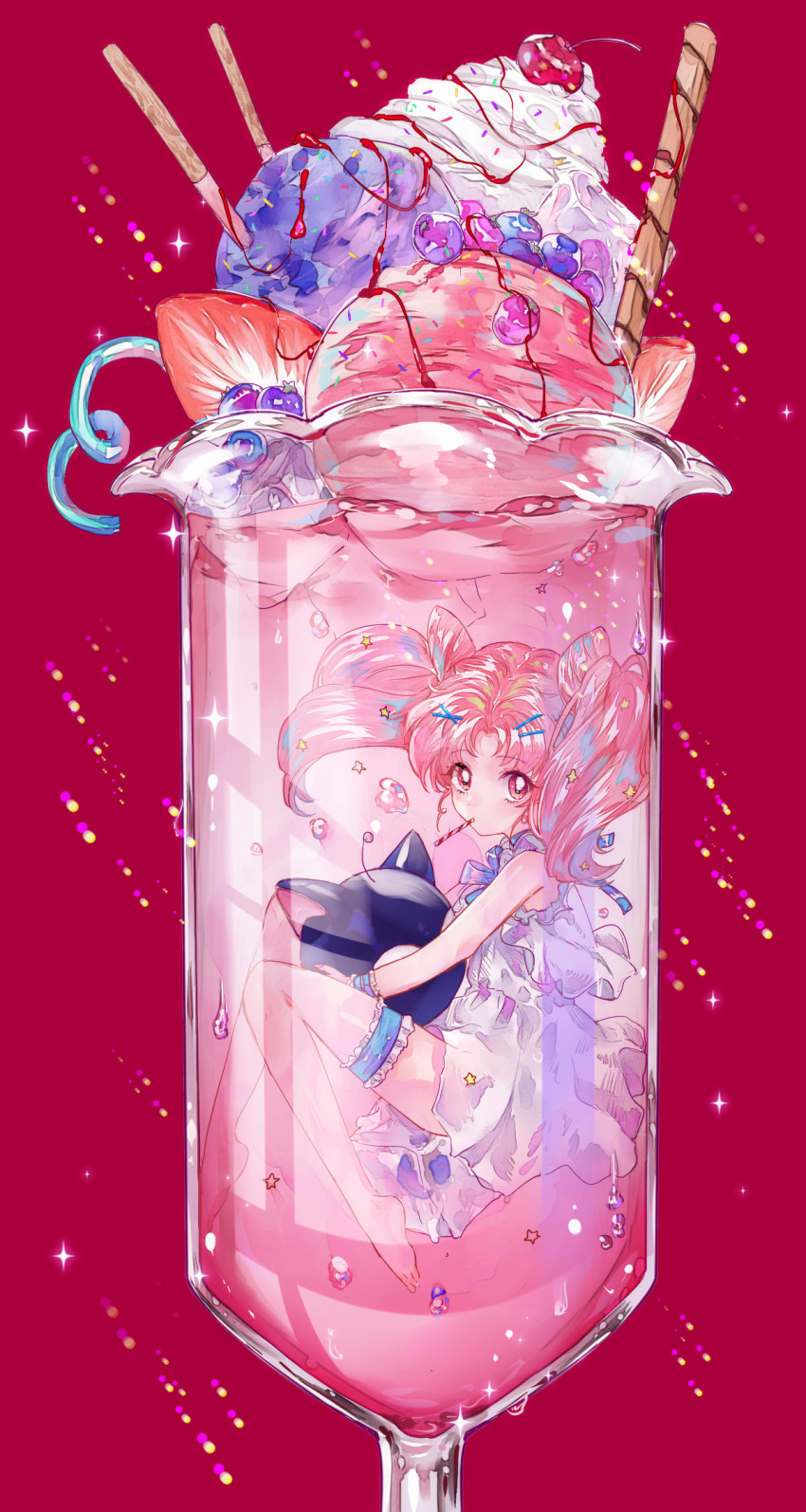 1girl, ahma, bangs, barefoot, bishoujo_senshi_sailor_moon, blueberry, carrying, cherry