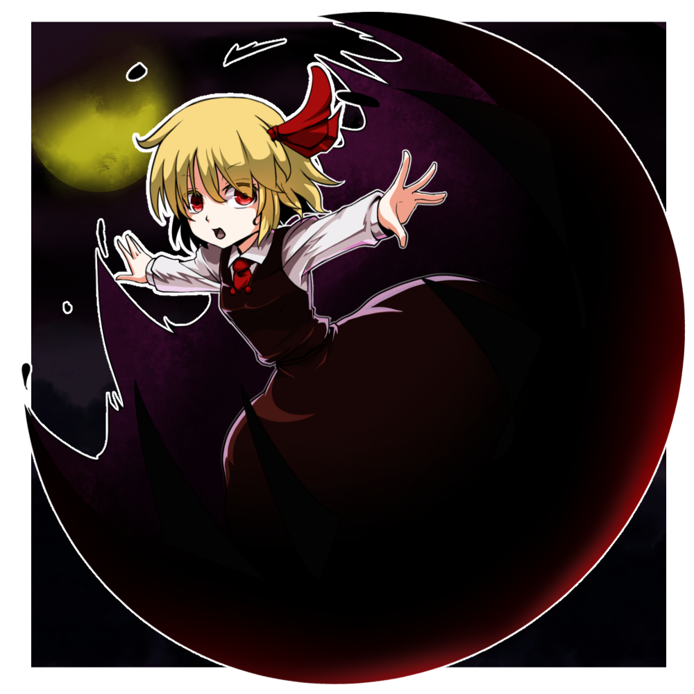 1girl, black_dress, blonde_hair, darkness, dress, eyebrows, eyebrows_visible_through_hair, eyes_visible_through_hair