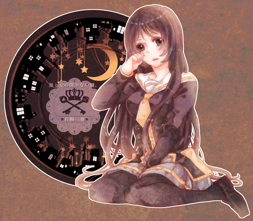 black_hair, grey_eyes, inekome, katagiri_kanade, kuro_to_kin_no_akanai_kagi